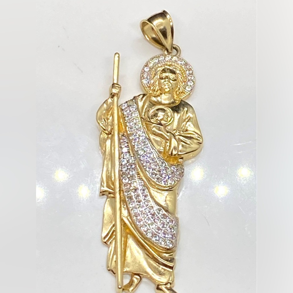 14k Solid Gold  St Jude Saint San Juda Judas pendant 14k Solid judas Charm